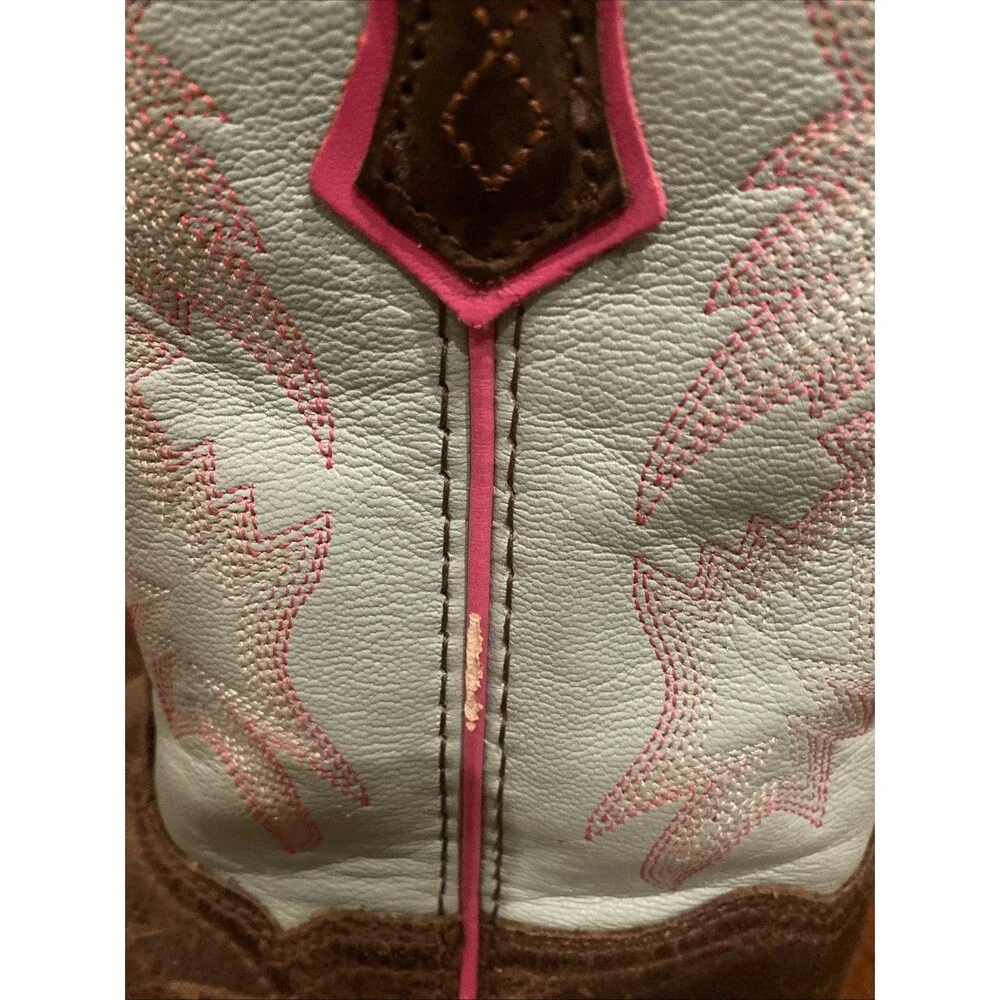 Ariat Girls Cowboy Boots Teal pink Brown Size 2.5